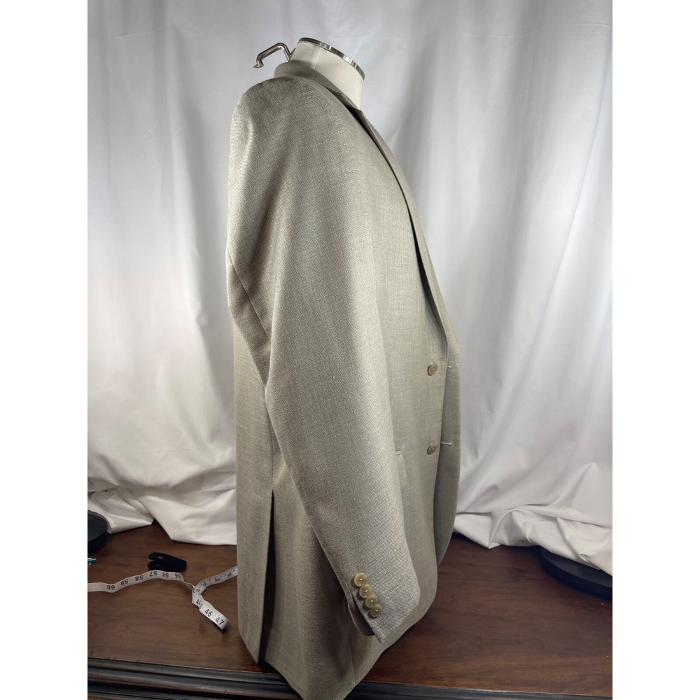 Linen Blend Summer Blazer 48 Long Khaki Taupe Izod Sports Coat Men's 48 Long EUC - Picture 12 of 13